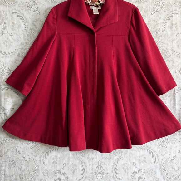 Spiegel Raspberry Red Notched Collar Coat - Picture 3 of 13